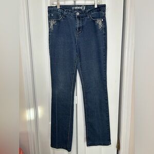 Le Grenier - Basic Simple Casual Floral Denim Women's Blue Jeans in Size 11